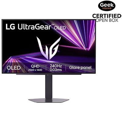 Open Box - LG 27" WQHD 240Hz 0.03ms GTG OLED G-Sync Gaming Monitor (27GX704A-B) - Black