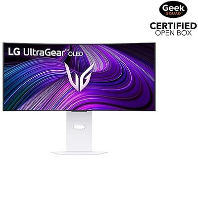 Open Box - LG UltraGear 34" WQHD 240Hz 0.03ms GTG Curved OLED G-Sync FreeSync Gaming Monitor (34GX90SA-W) - White