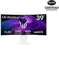 Open Box - LG UltraGear 39" WQHD 240Hz 0.03ms GTG Curved OLED G-Sync FreeSync Gaming Monitor (39GX90SA-W) - White