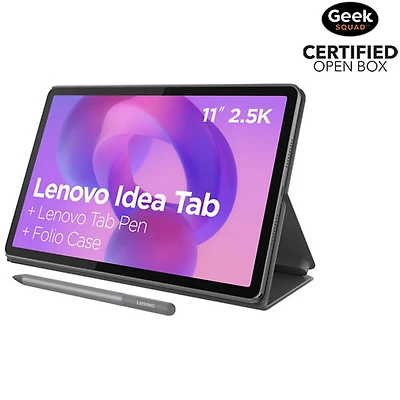 Boîte ouverte - Tablette Android 15 Idea Tab 11 po 128 Go de Lenovo à processeur octocoeur Dimensity 6300 de MediaTek avec étui - Gris luna