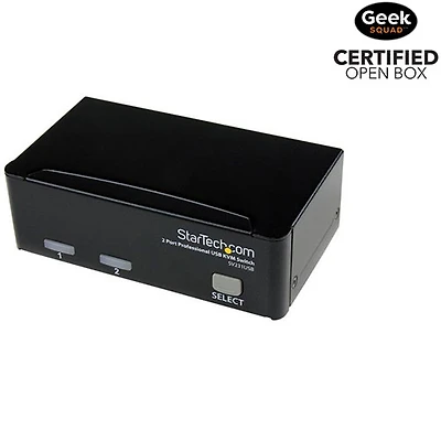 Boîte ouverte - Ensemble commutateur USB KVM professionnel à 2 ports avec câbles de StarTech