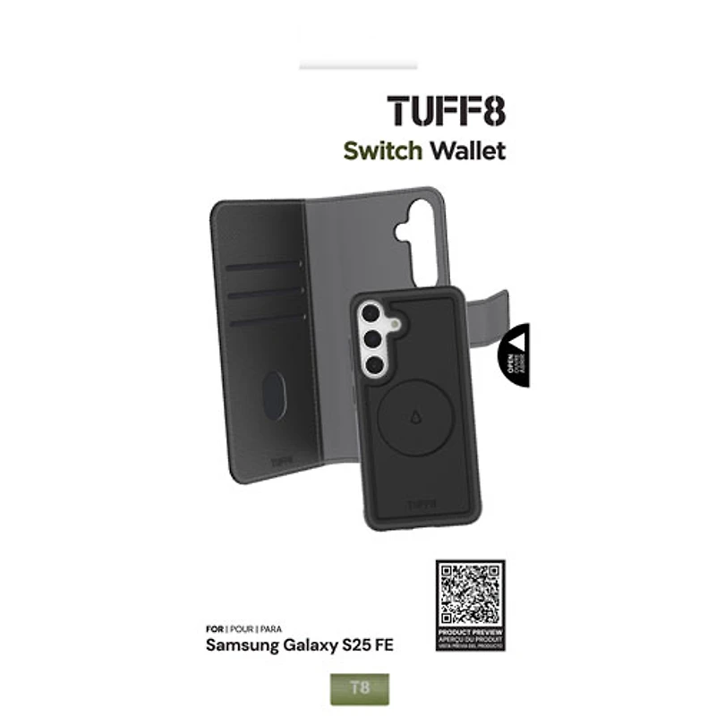TUFF8 Switch Wallet Case for Galaxy S25 FE - Black