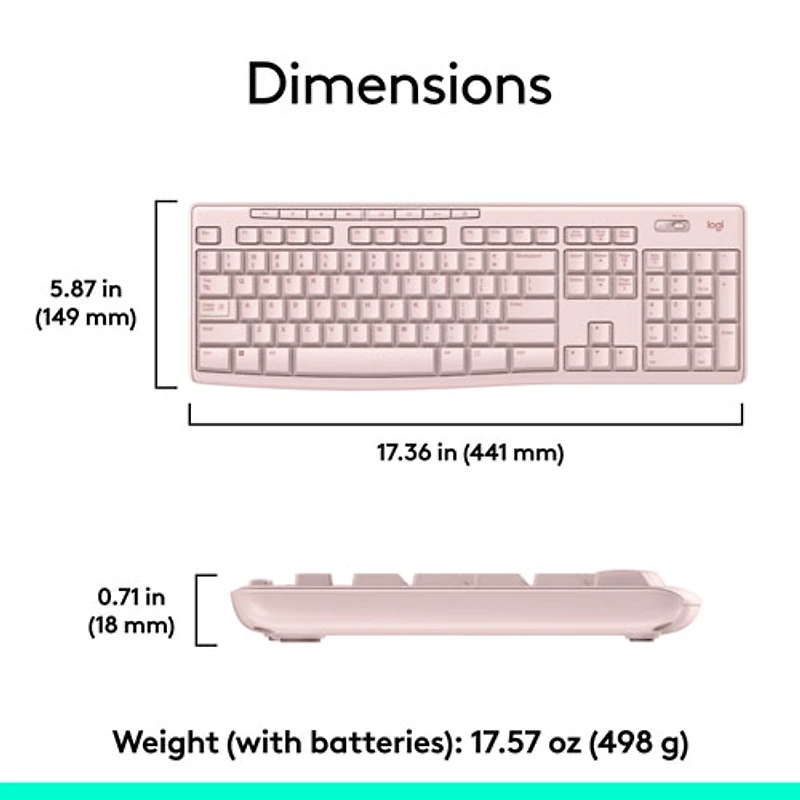 Ensemble clavier et souris sans fil MK270 de Logitech - Rose - Anglais