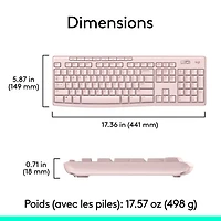 Ensemble clavier et souris sans fil MK270 de Logitech - Rose - Anglais