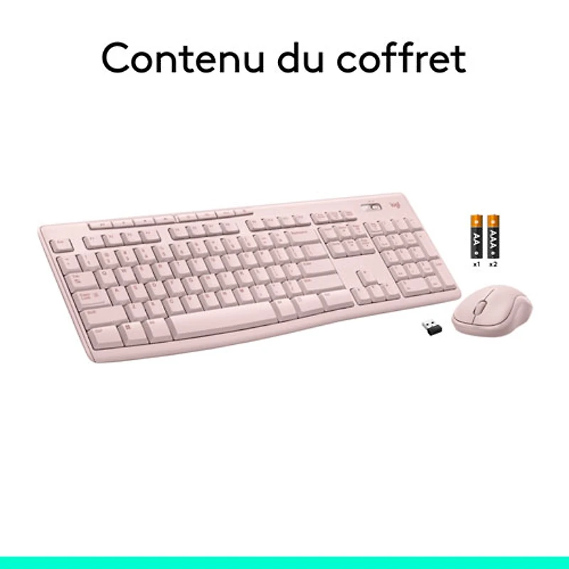 Ensemble clavier et souris sans fil MK270 de Logitech - Rose - Anglais