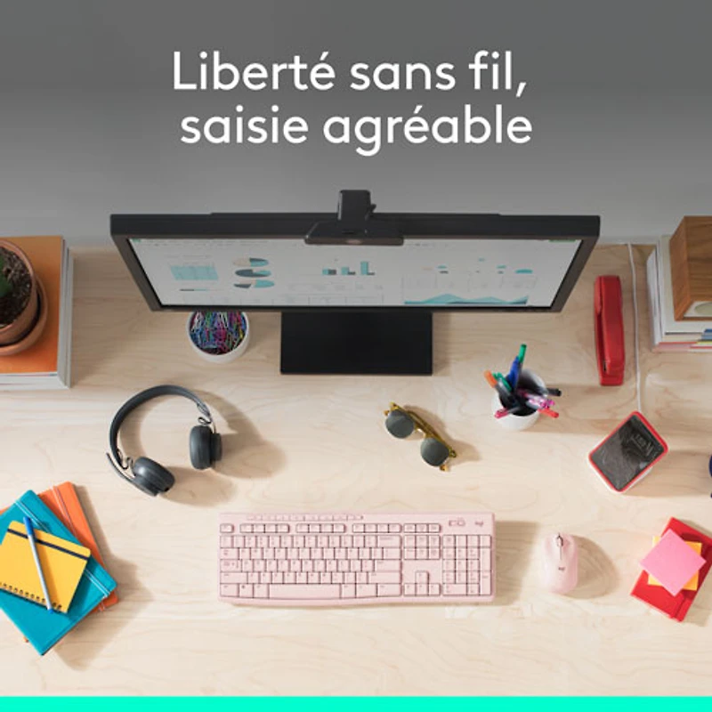 Ensemble clavier et souris sans fil MK270 de Logitech - Rose - Anglais