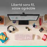 Ensemble clavier et souris sans fil MK270 de Logitech - Rose - Anglais