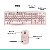 Ensemble clavier et souris sans fil MK270 de Logitech - Rose - Anglais