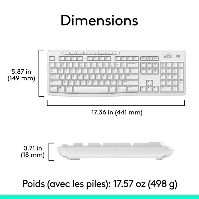 Ensemble clavier et souris sans fil MK270 de Logitech - Blanc - Anglais