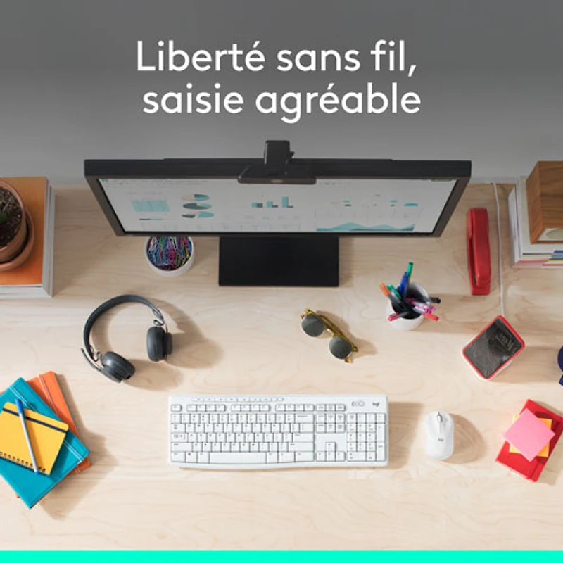 Ensemble clavier et souris sans fil MK270 de Logitech - Blanc - Anglais