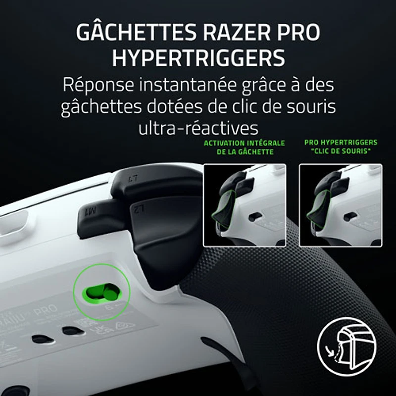 Manette sans fil Raiju V3 Pro de Razer pour PS5/PC - Blanc