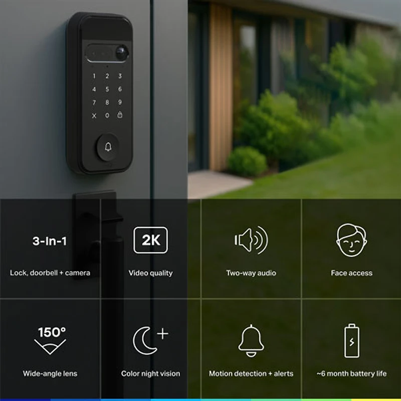 Chamberlain myQ 3-in-1 Video Smart Lock with Key & Biometric Keypad