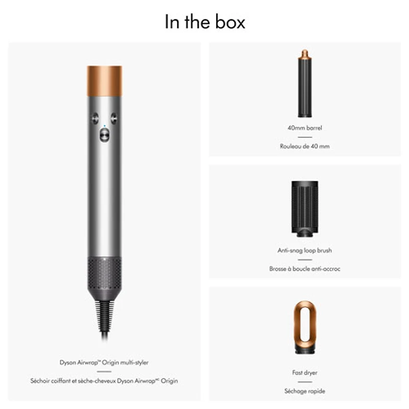 Séchoir coiffant et sèche-cheveux Airwrap Origin de Dyson - Nickel/Cuivre