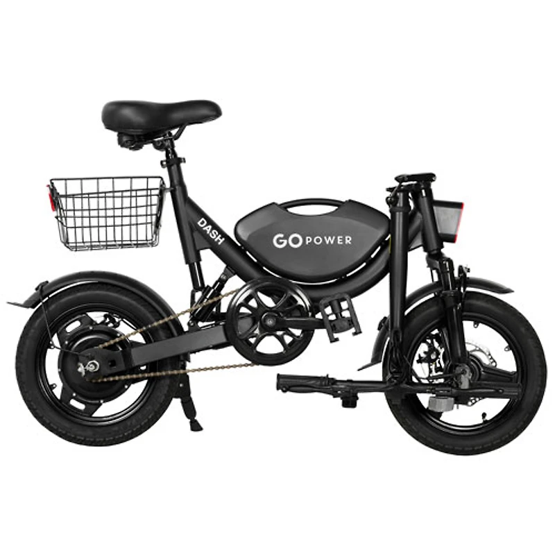 GoPowerBike GoDash Foldable Electric City Bike (400W Motor / Up to 48km Range / 32km/h Top Speed) - Black