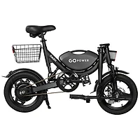 GoPowerBike GoDash Foldable Electric City Bike (400W Motor / Up to 48km Range / 32km/h Top Speed) - Black