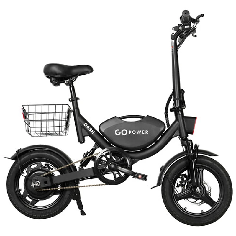 GoPowerBike GoDash Foldable Electric City Bike (400W Motor / Up to 48km Range / 32km/h Top Speed) - Black