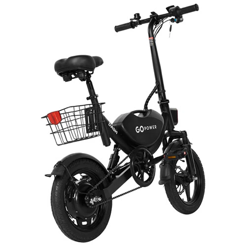 GoPowerBike GoDash Foldable Electric City Bike (400W Motor / Up to 48km Range / 32km/h Top Speed) - Black