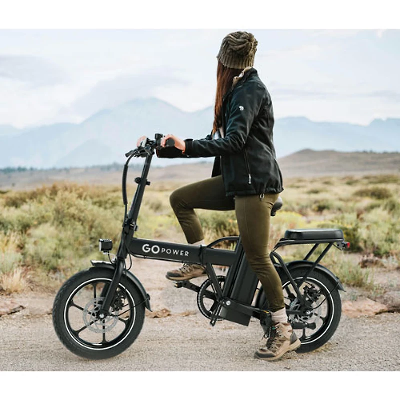 Vélo de ville électrique repliable GoRay de GoPowerBike (moteur 350W/autonomie jusqu'à 30,6km/vitesse maximale 32 km/h) - Noir