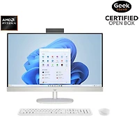 Boîte ouverte - Ordinateur de bureau tout-en-un 27 po CoPilot+ PC de HP - Blanc coquillage/Gris foncé (Ryzen AI 7 350 d'AMD/RAM 16 Go/SSD 1 To/Windows 11)