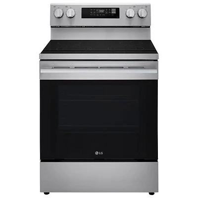 Cuisinière autonome à surface lisse avec convection véritable et friture à l'air 6,3 pi³ 30 po de LG (LREN6321YE) - Acier inoxydable