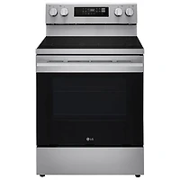 Cuisinière autonome à surface lisse avec convection véritable et friture à l'air 6,3 pi³ 30 po de LG (LREN6321YE) - Acier inoxydable