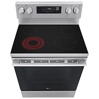 Cuisinière autonome à surface lisse avec convection véritable et friture à l'air 6,3 pi³ 30 po de LG (LREN6321YE) - Acier inoxydable