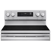 Cuisinière autonome à surface lisse avec convection véritable et friture à l'air 6,3 pi³ 30 po de LG (LREN6321YE) - Acier inoxydable