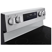 Cuisinière autonome à surface lisse avec convection véritable et friture à l'air 6,3 pi³ 30 po de LG (LREN6321YE) - Acier inoxydable