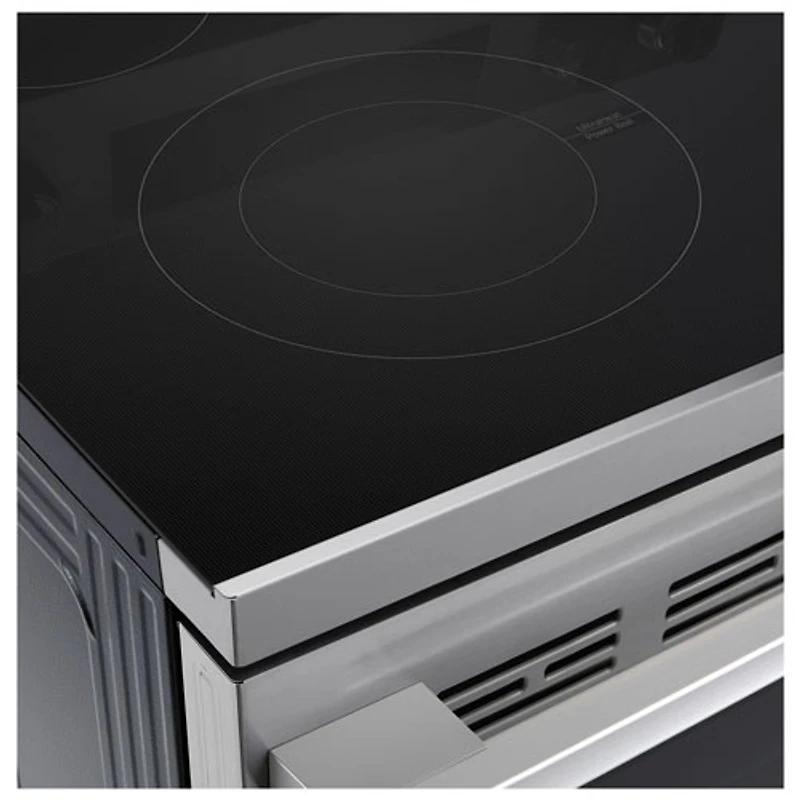Cuisinière autonome à surface lisse avec convection véritable et friture à l'air 6,3 pi³ 30 po de LG (LREN6321YE) - Acier inoxydable