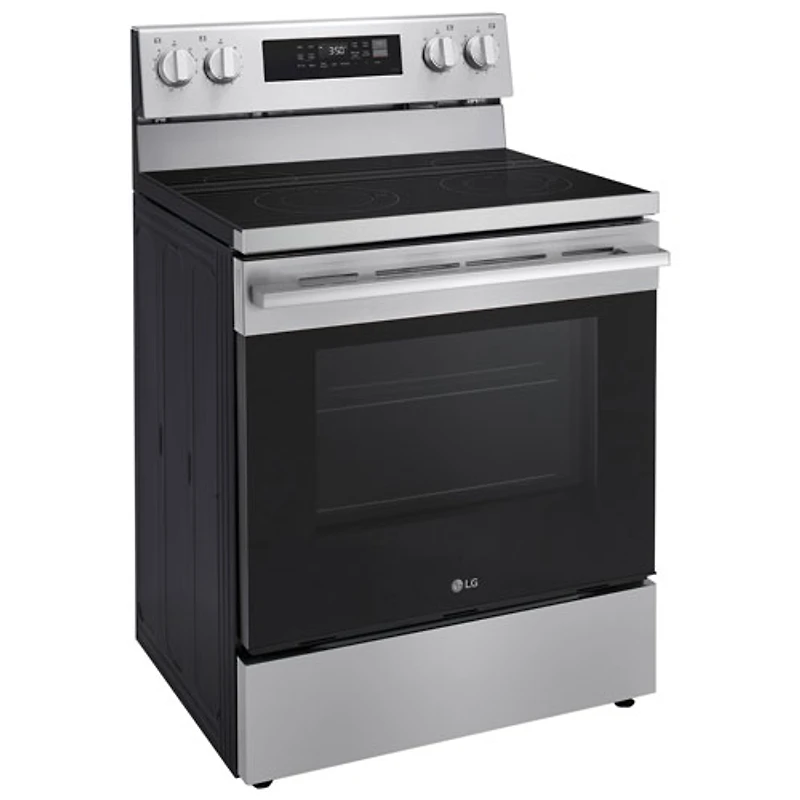 Cuisinière autonome à surface lisse avec convection véritable et friture à l'air 6,3 pi³ 30 po de LG (LREN6321YE) - Acier inoxydable