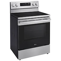 Cuisinière autonome à surface lisse avec convection véritable et friture à l'air 6,3 pi³ 30 po de LG (LREN6321YE) - Acier inoxydable