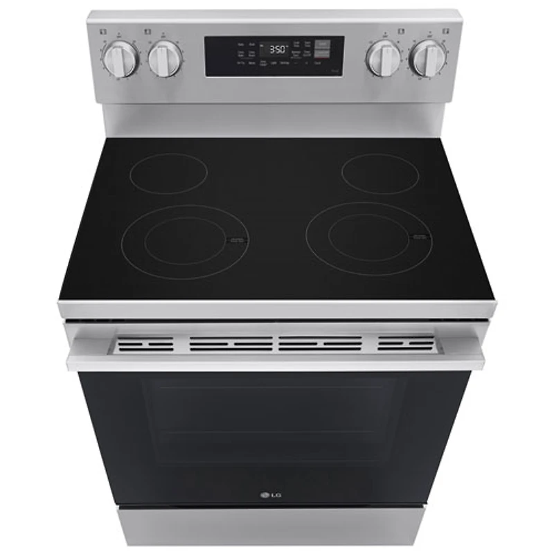 Cuisinière autonome à surface lisse avec convection véritable et friture à l'air 6,3 pi³ 30 po de LG (LREN6321YE) - Acier inoxydable