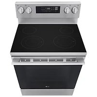 Cuisinière autonome à surface lisse avec convection véritable et friture à l'air 6,3 pi³ 30 po de LG (LREN6321YE) - Acier inoxydable