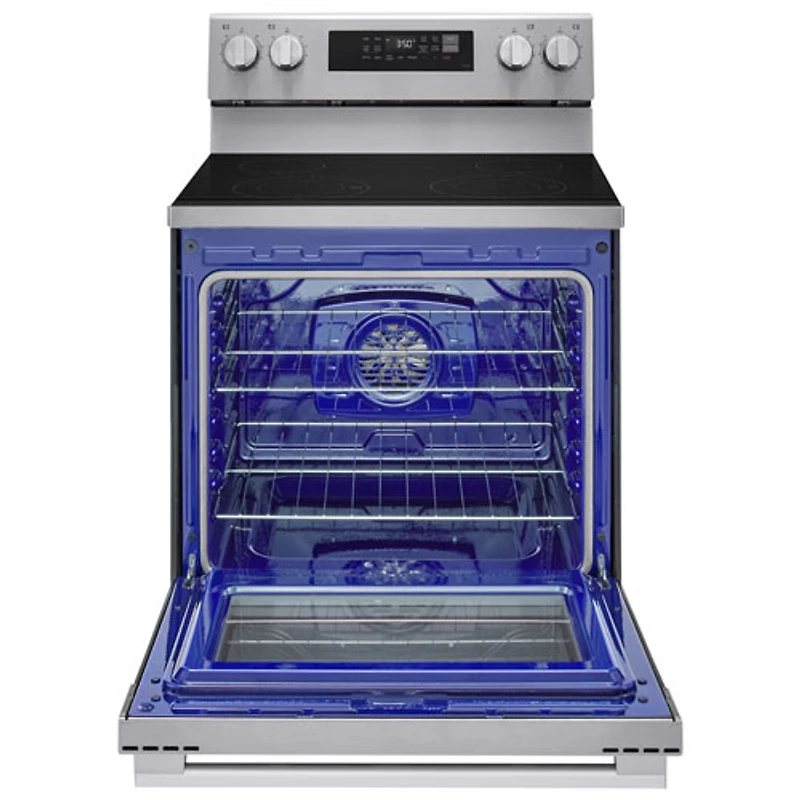 Cuisinière autonome à surface lisse avec convection véritable et friture à l'air 6,3 pi³ 30 po de LG (LREN6321YE) - Acier inoxydable