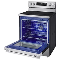 Cuisinière autonome à surface lisse avec convection véritable et friture à l'air 6,3 pi³ 30 po de LG (LREN6321YE) - Acier inoxydable