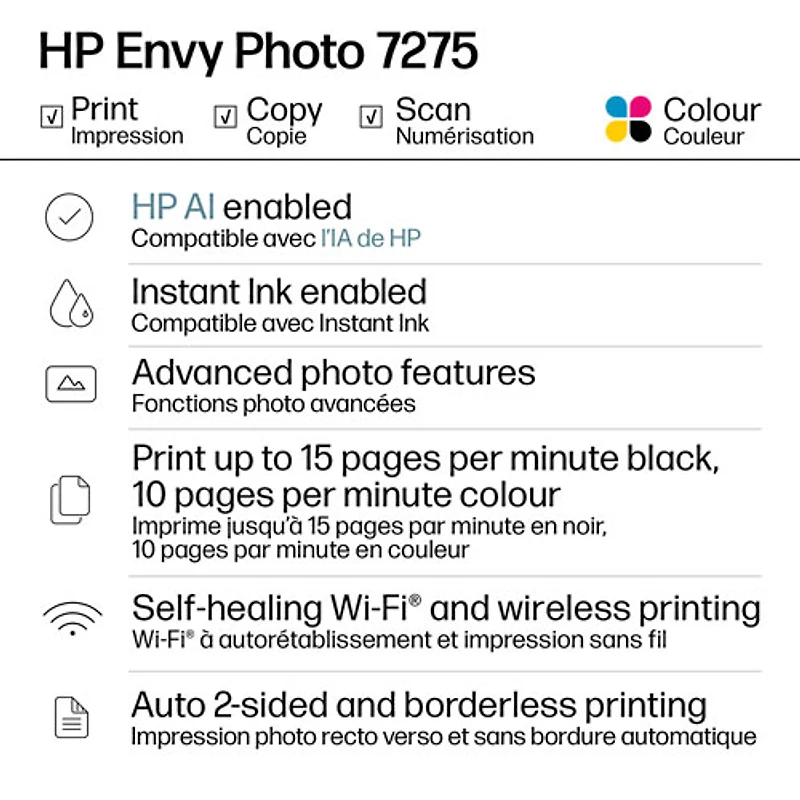Imprimante à jet d'encre tout-en-un Envy Photo 7275 de HP