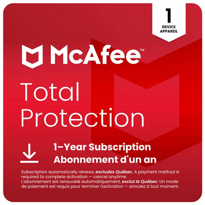 Microsoft Office Home 2024 & McAfee Total Protection (PC/Mac) - 1 User - 1 Device - Bilingual - Digital Download