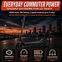 Trottinette électrique GoOne de GoPowerBike (Moteur 400 W/Autonomie maximale 32 km/Vitesse maximale 30 km/h) - Noir