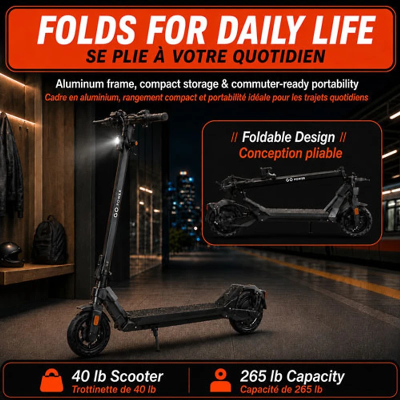 Trottinette électrique GoOne de GoPowerBike (Moteur 400 W/Autonomie maximale 32 km/Vitesse maximale 30 km/h) - Noir