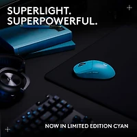 Souris sans fil à capteur HERO 2 de calibre professionnel 60 g 44 000 ppp taux interrogation 8 kHz PRO X Superlight 2 de Logitech G - Bleu