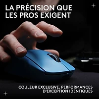Souris sans fil à capteur HERO 2 de calibre professionnel 60 g 44 000 ppp taux interrogation 8 kHz PRO X Superlight 2 de Logitech G - Bleu
