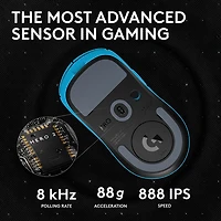 Souris sans fil à capteur HERO 2 de calibre professionnel 60 g 44 000 ppp taux interrogation 8 kHz PRO X Superlight 2 de Logitech G - Bleu