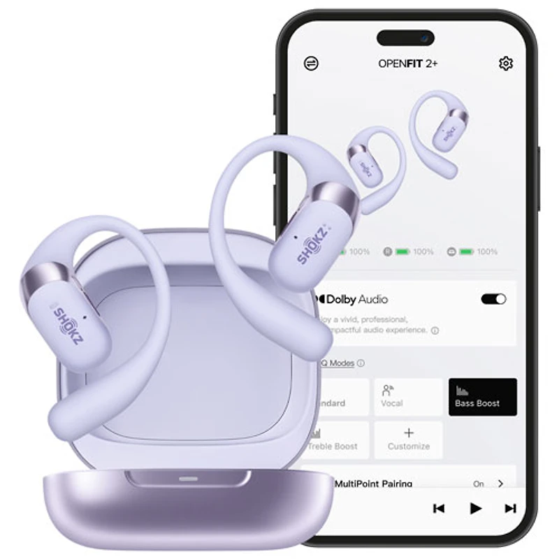 Écouteurs ouverts 100 % sans fil OpenFit 2+ de Shokz - Violet - Partenaire distributeur exclusif
