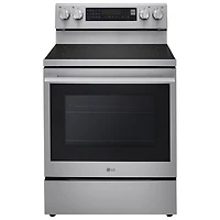 Boîte ouverte - Cuisinière électrique autonome 5 éléments avec convection véritable et friture à l'air 6,3 pi³ 30 po de LG - Acier inoxydable - Parfait état