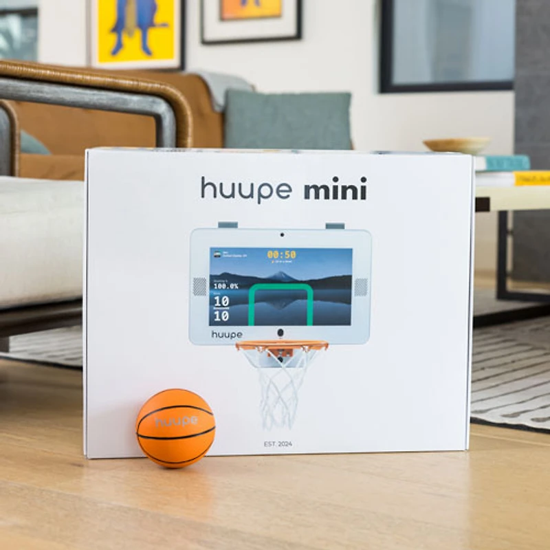 Console de basketball intelligente Mini Classic de Huupe - Blanc/Orange/Noir
