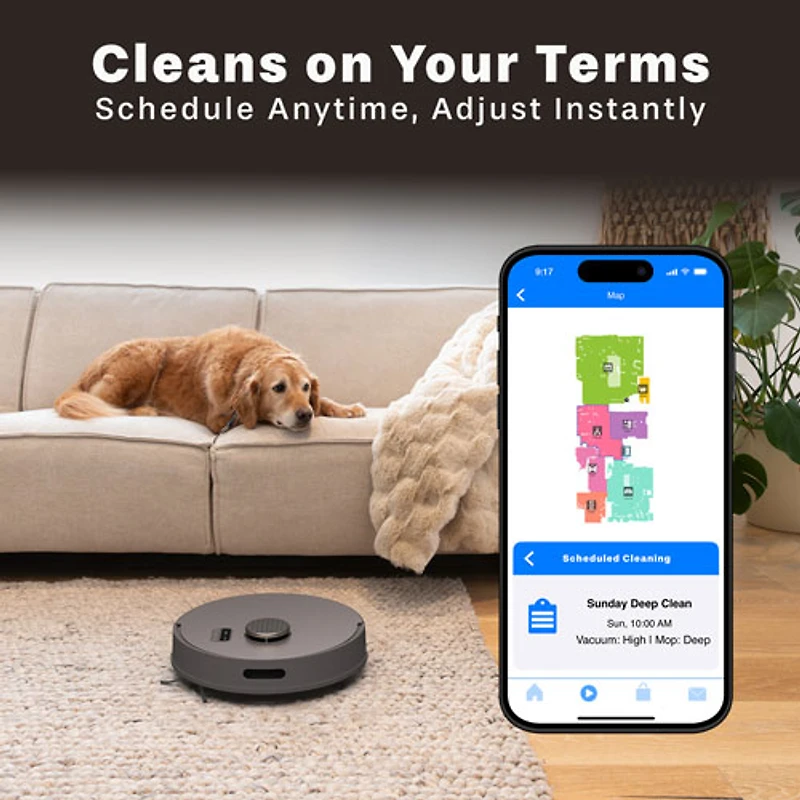 bObsweep Bio WiFi Connected Self-Empty Robot Vacuum & Mop - Riverstone