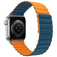 Bracelet en silicone Vibrance Link de LOGiiX pour Apple Watch 42 mm/44 mm/45 mm/49 mm/SE/Ultra - Bleu marine/Orange