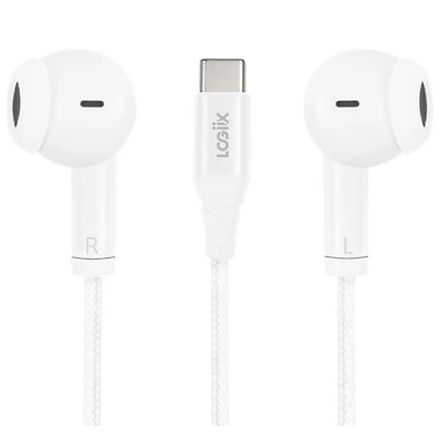 Écouteurs boutons avec fil Vibrance Melody de LOGiiX avec connecteur USB-C - Blanc