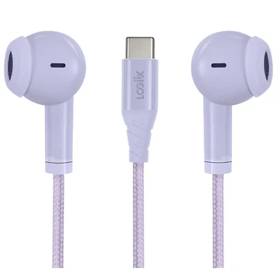 Écouteurs boutons avec fil Vibrance Melody de LOGiiX avec connecteur USB-C - Lavande