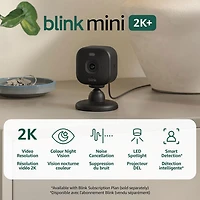 Caméra IP d'extérieur/d'intérieur avec fil Mini 2K+ de Blink - Noir